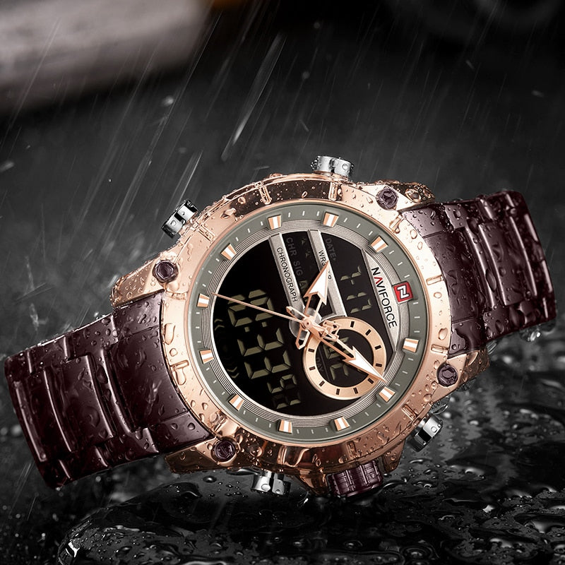 Men’s NAVIFORCE Sport Digital Quartz Wrist Watch Steel Waterproof Dual Display Date