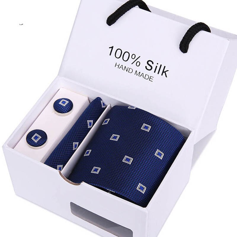 Men’s Necktie (7.5cm Width)Cufflinks &  Pocket Handkerchief Gift Box