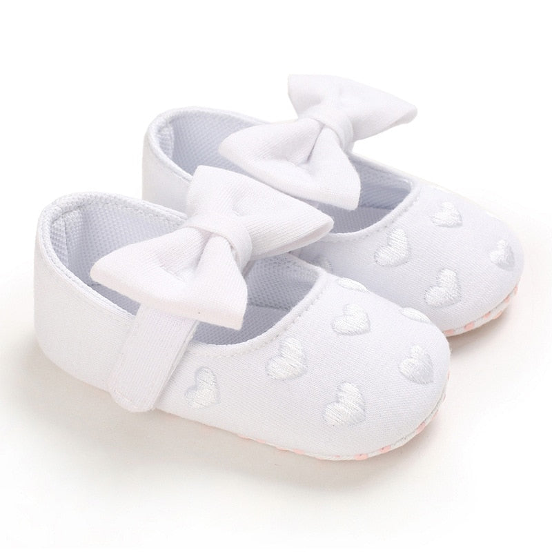 Baby Girls Lace Cloth Bowknot Soft Sole Walking Shoes Size 0-18M