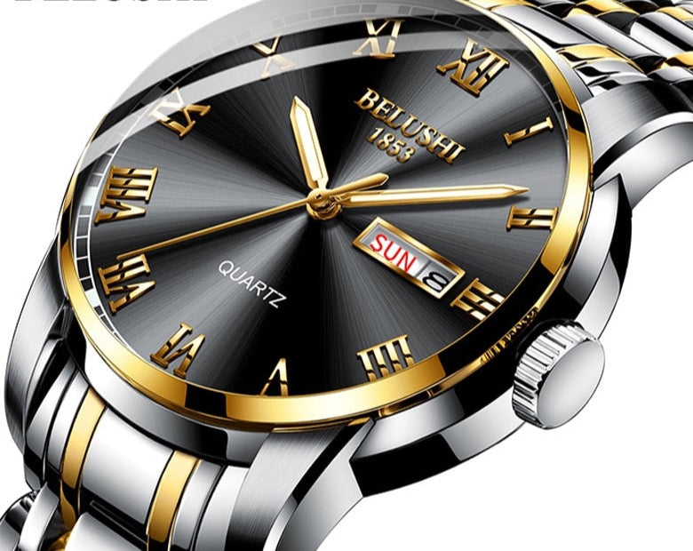 Men’s  Stainless Steel Business Date Waterproof Sport Quartz Wrist Watch