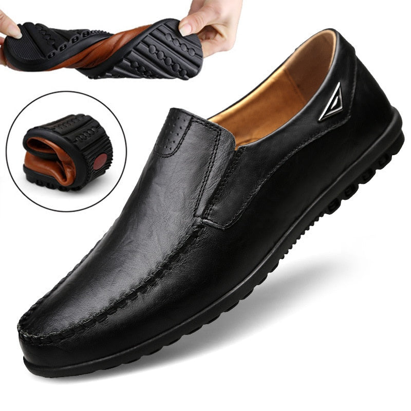 Men’s Casual Breathable Slip on Leather Shoes Size 37-47