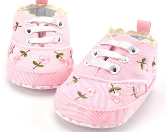 Children’s Girls Floral Print Soft Sole First Walkers Anti-Slip Baby Shoes
