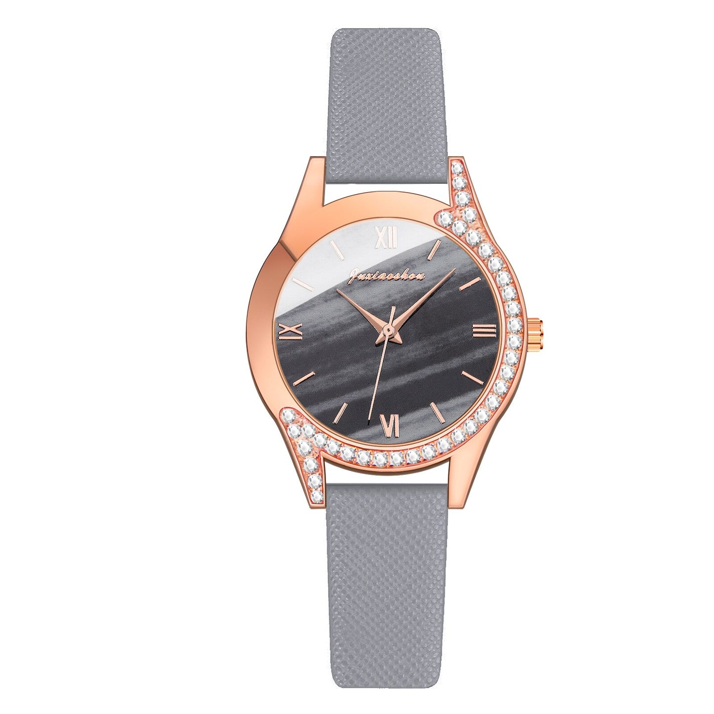 Women’s Rhinestone Casual Leather Strap Quartz Watch