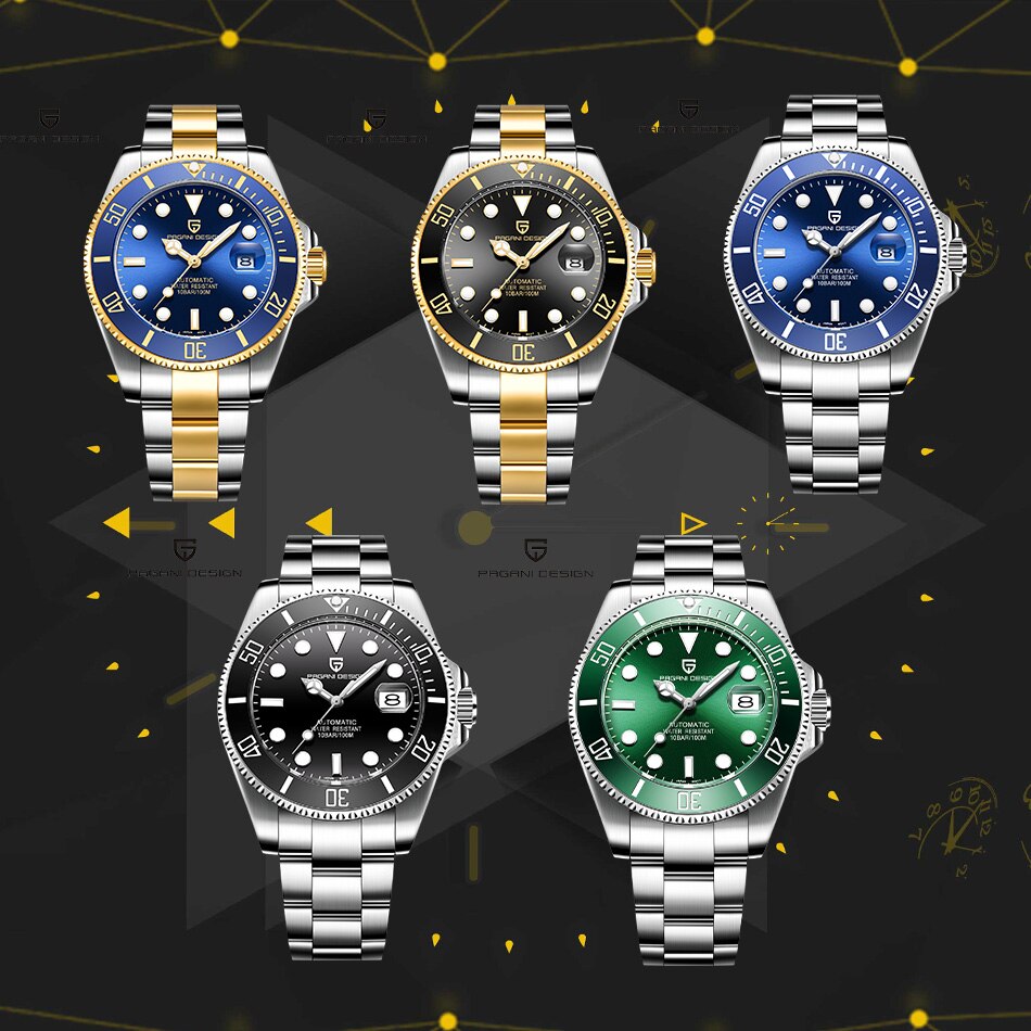 Men’s PAGANI DESIGN Luxury Sapphire 100 m Waterproof Seiko Movement Automatic Mechanical Wrist watch
