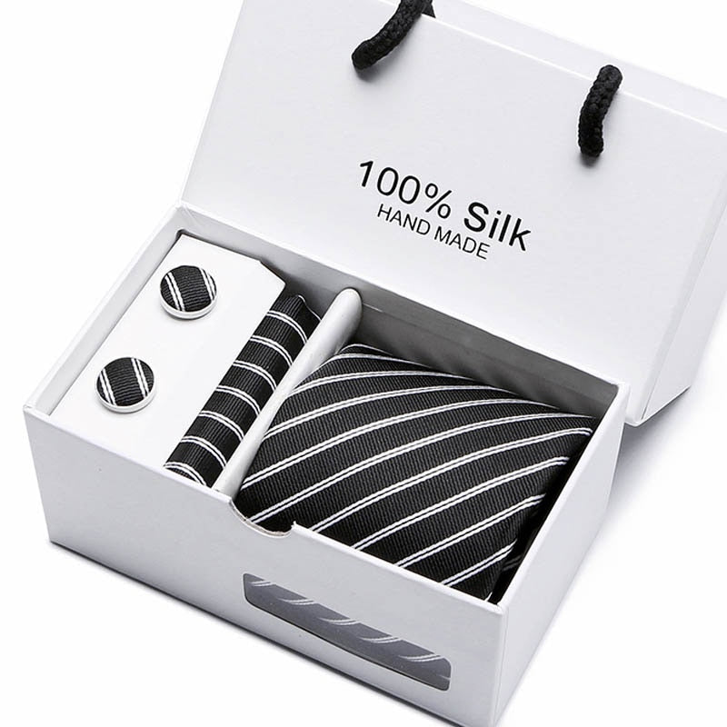 Men’s Necktie (7.5cm Width)Cufflinks &  Pocket Handkerchief Gift Box