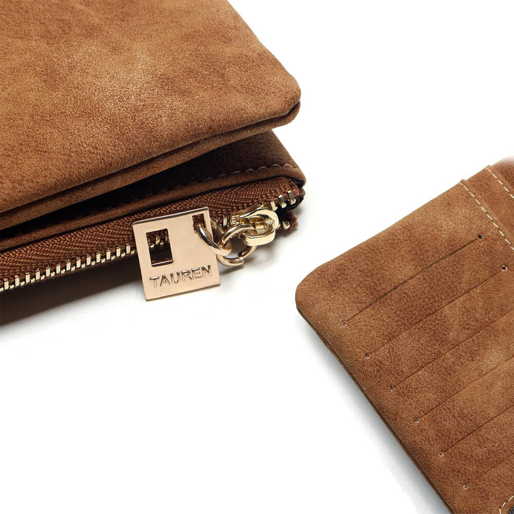 Women’s Leather Zipper Wallet Long Design Two Fold
