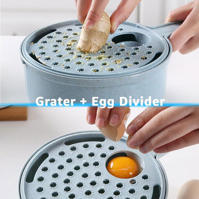 Mandoline Vegetable Cutter Slicer Grater Strainer Basket & Egg Yolk Separator  8 in 1 Kitchen Tool