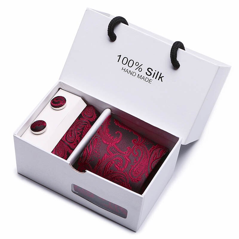 Men’s Necktie (7.5cm Width)Cufflinks &  Pocket Handkerchief Gift Box