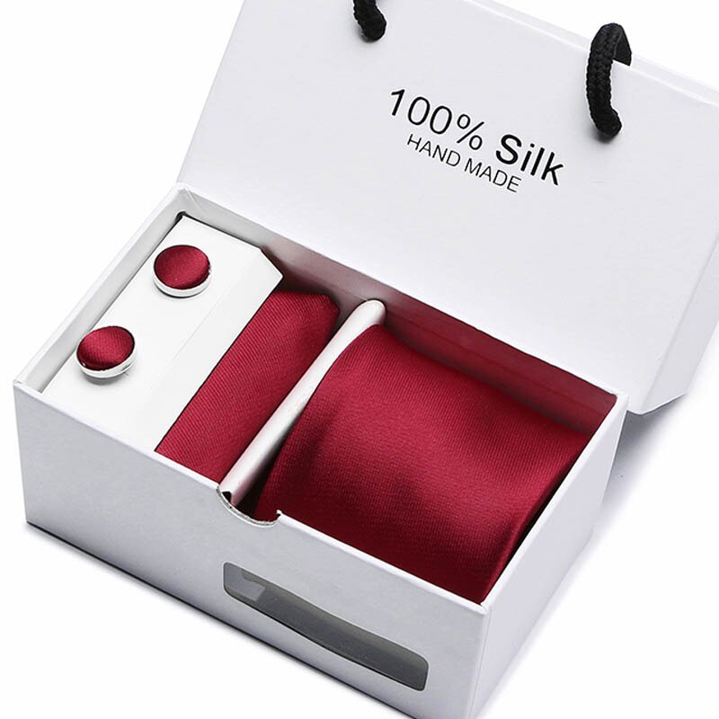 Men’s Necktie (7.5cm Width)Cufflinks &  Pocket Handkerchief Gift Box