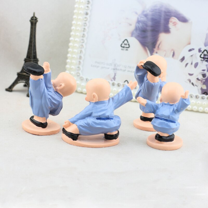 Decorative 4pcs  Little Monk Kung Fu Boy Resin Figurine Dimensions 5.5x4x7.5cm
