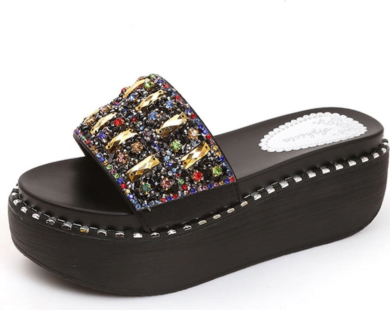 Women’s Platform Rhinestone Slide Sandals