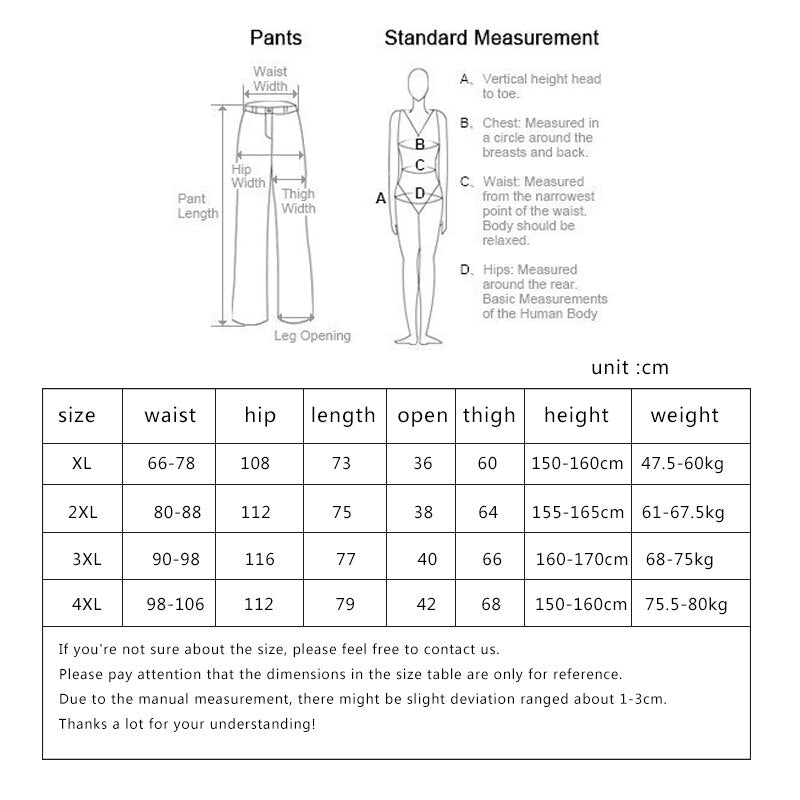 Women’s Capri Pants High Waist Straight Calf-Length Size XL-4XL
