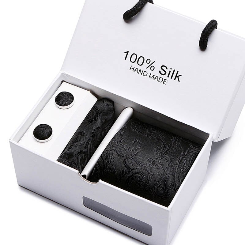 Men’s Necktie (7.5cm Width)Cufflinks &  Pocket Handkerchief Gift Box