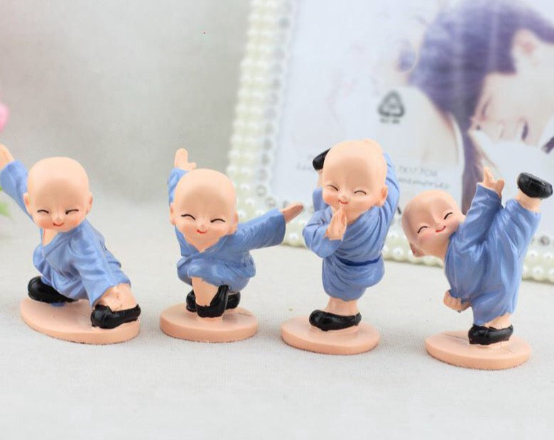 Decorative 4pcs  Little Monk Kung Fu Boy Resin Figurine Dimensions 5.5x4x7.5cm