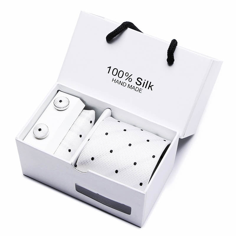 Men’s Necktie (7.5cm Width)Cufflinks &  Pocket Handkerchief Gift Box