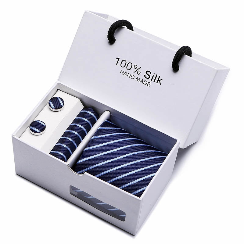 Men’s Necktie (7.5cm Width)Cufflinks &  Pocket Handkerchief Gift Box