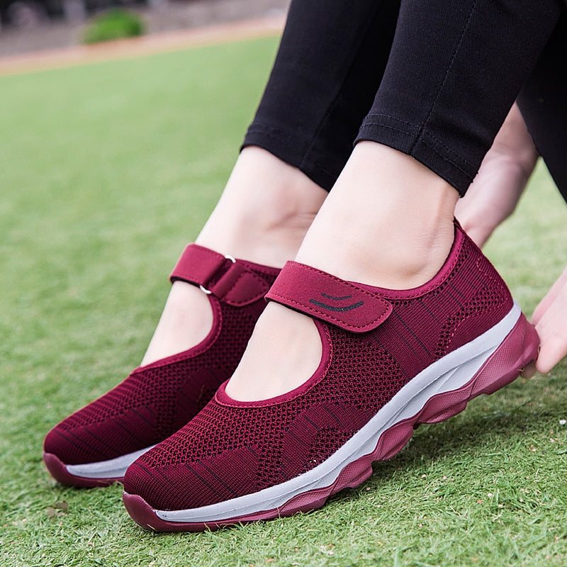Women’s Fashion Flat Platform Breathable Mesh Casual Shoes Size 35-42