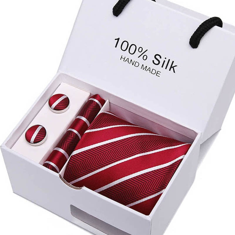 Men’s Necktie (7.5cm Width)Cufflinks &  Pocket Handkerchief Gift Box