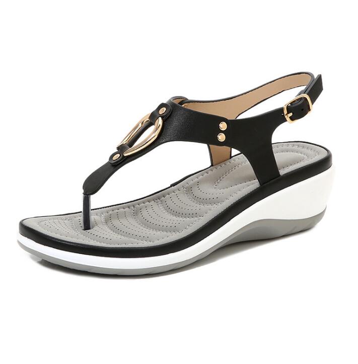 Women’s Bohemian Fashion Metal Decoration Flat Sandals Heel 3-6cm Size 5-11