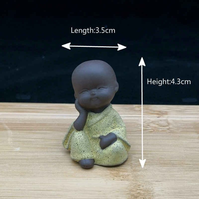 Decorative Ceramic Small Buddha Monk Figurine Size H 4.3 x L 3.5cm