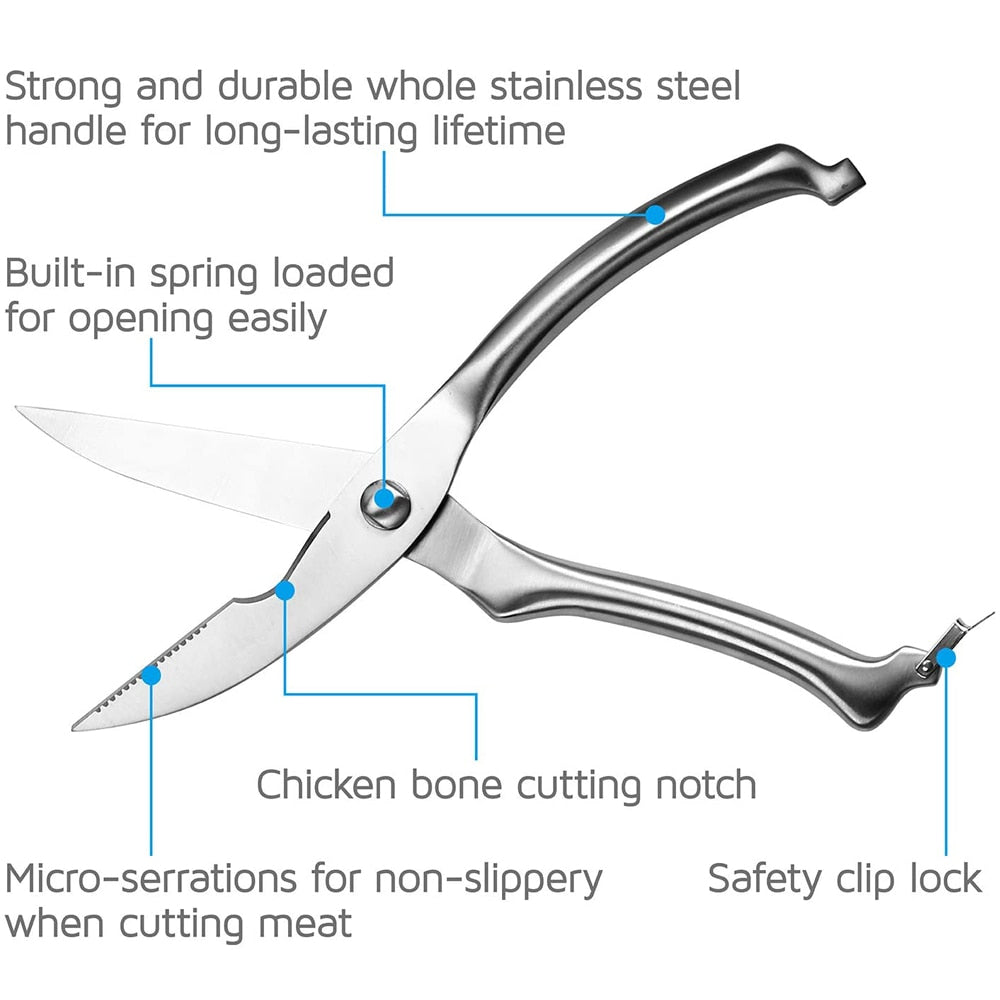 Stainless Steel Powerful Kitchen Scissors For Chicken/Fish/Duck