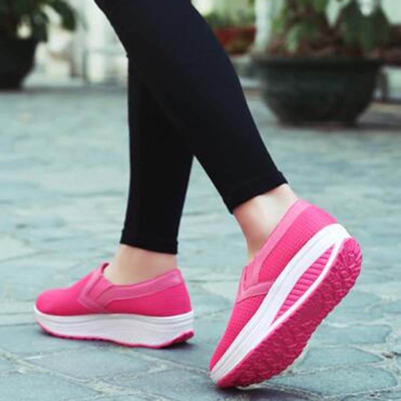 Women’s Slip On Casual Soft Mesh Platform Shoes Size 35-42