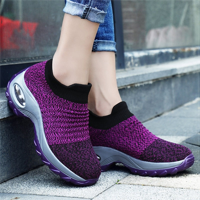 Women’s Air Cushion Lightweight Arch Support Platform Walking Shoes Size 35-43