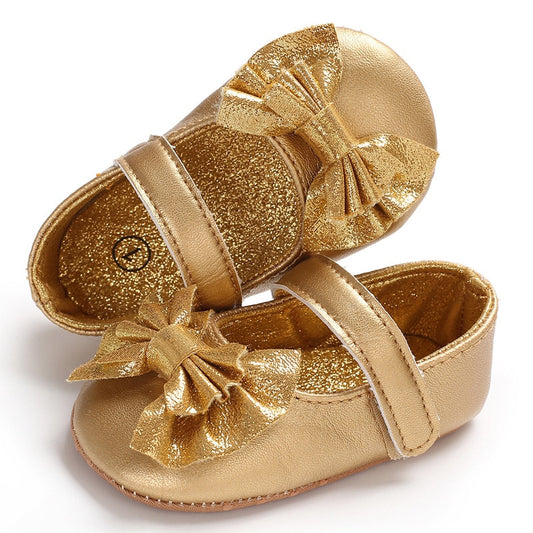 Children’s Girls Butterfly Knot Leather Shoes Soft Bottom
