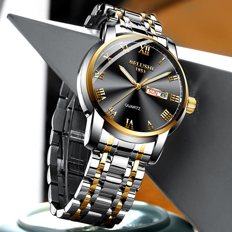 Men’s  Stainless Steel Business Date Waterproof Sport Quartz Wrist Watch