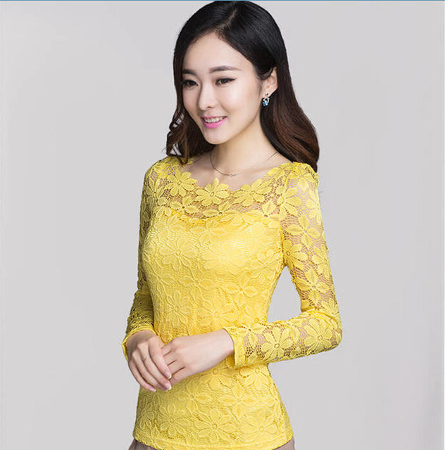 Women’s Lace Crochet Long Sleeve Tops