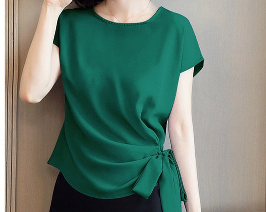 Women’s Summer Silk Short-Sleeved Blouse