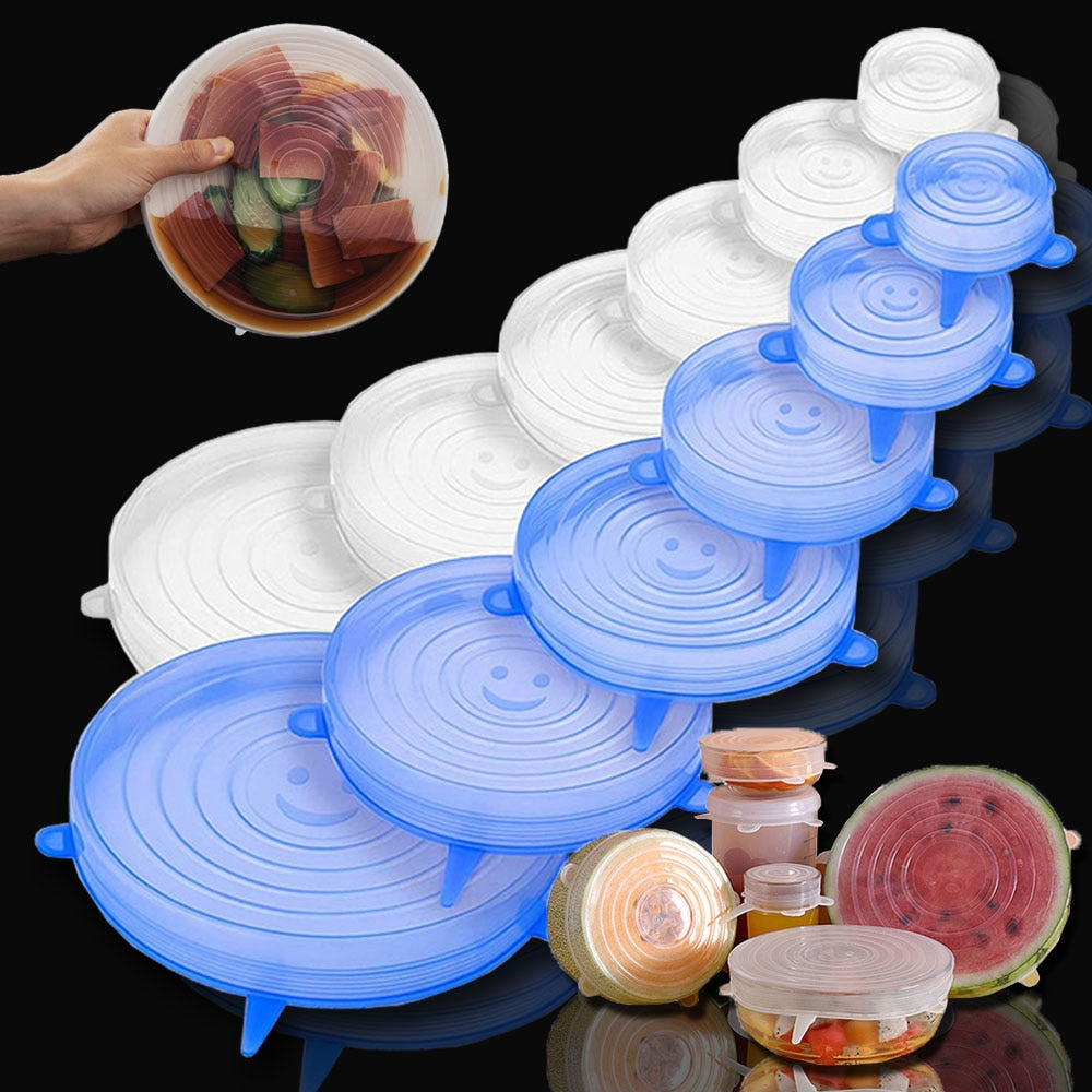 Adaptable Reusable Silicone Lids For Food Stretchy Microwave Safe