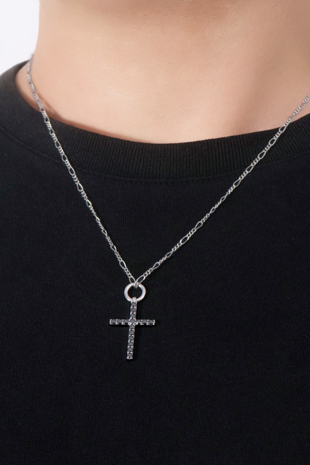 Women’s Moissanite Cross Pendant Platinum-Plated Necklace