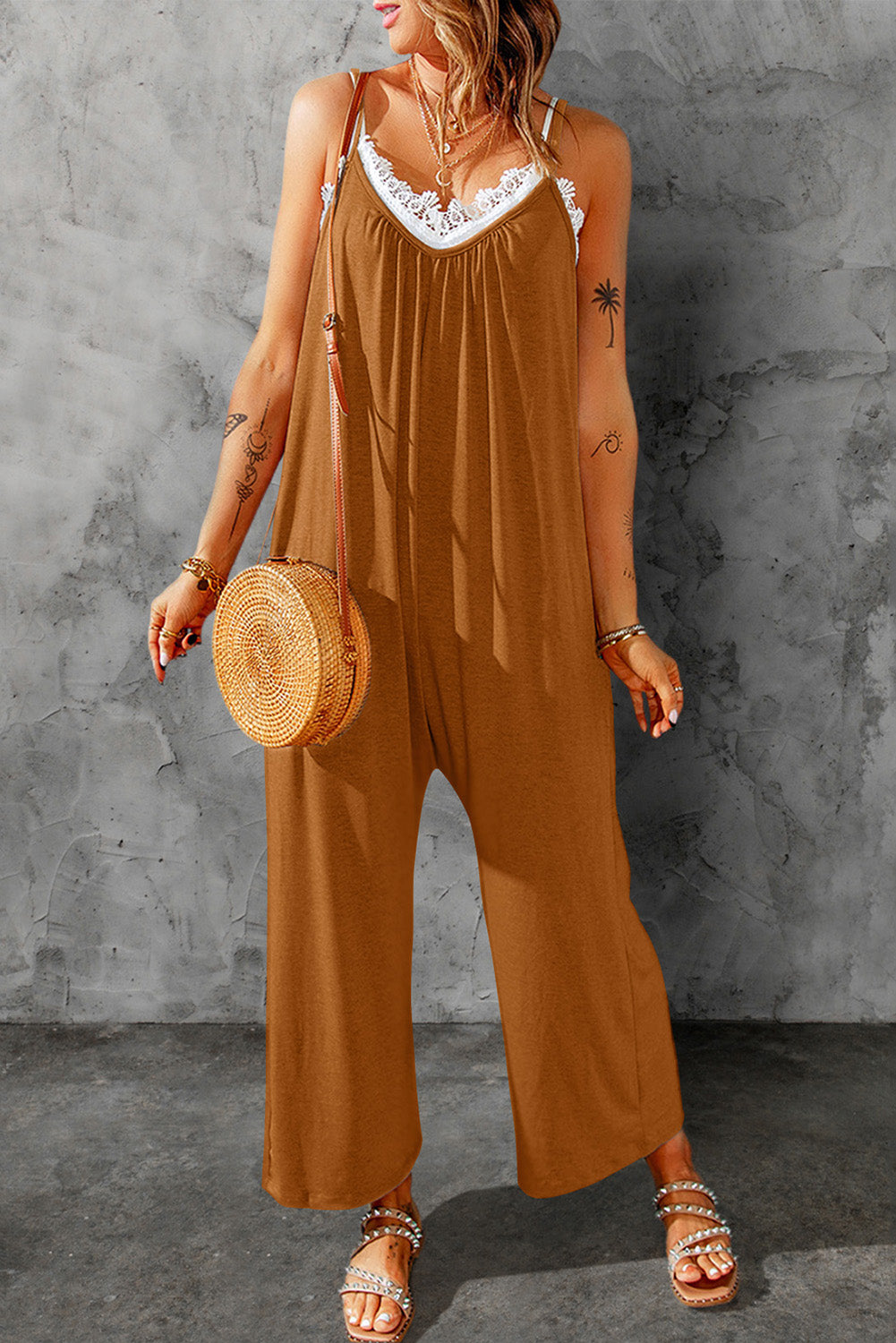 Women’s Spaghetti Strap Wide Leg Jumpsuit