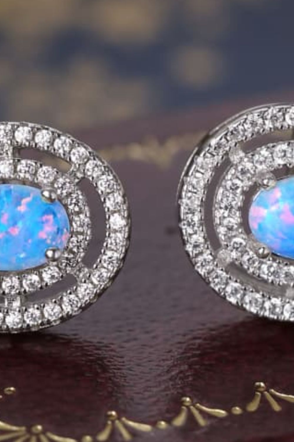 Women’s 925 Sterling Silver Opal Round Stud Earrings