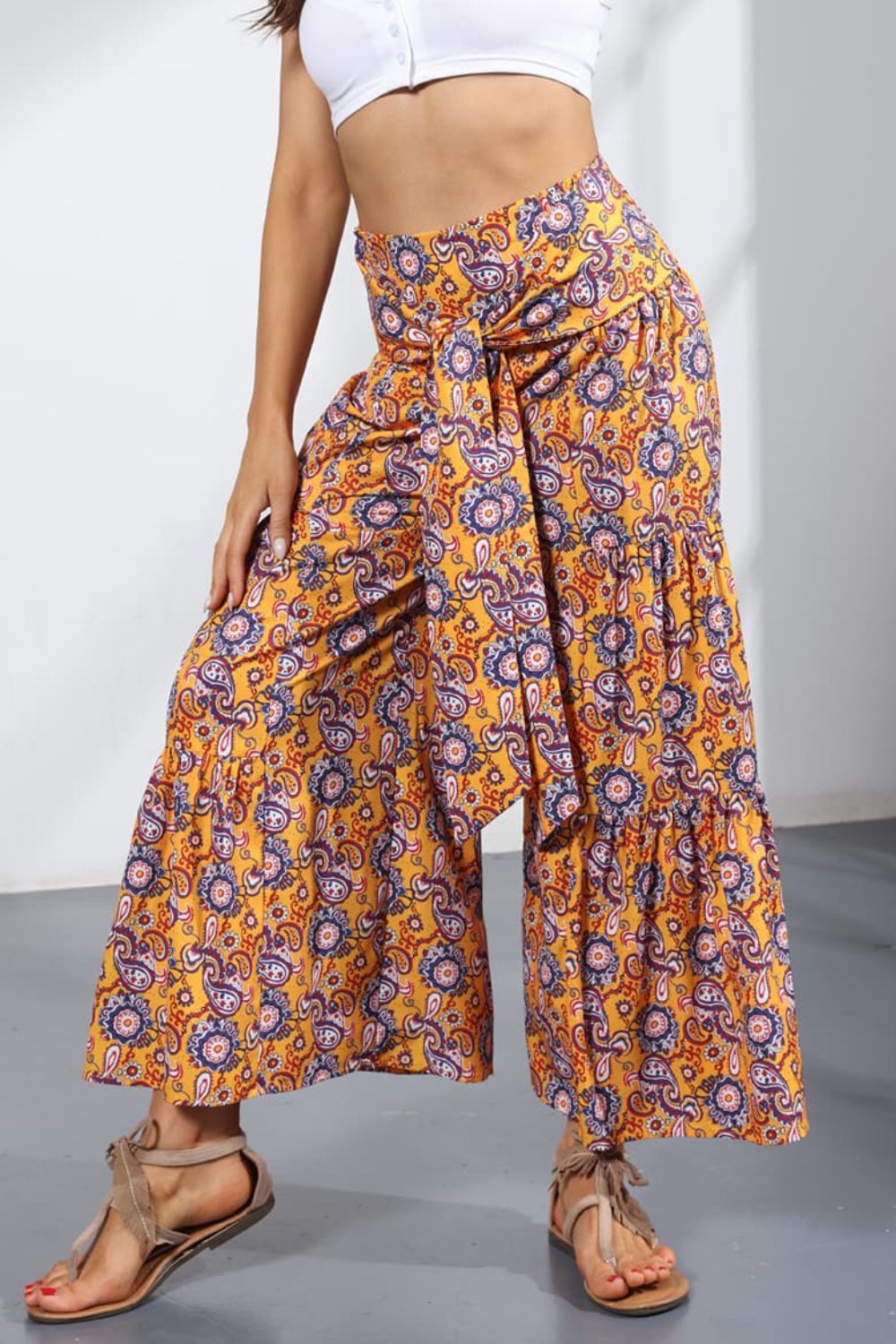 Women’s Printed Tie-Front Culottes