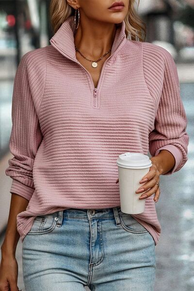 Women’s Half Zip Collared Neck Sweatshirt