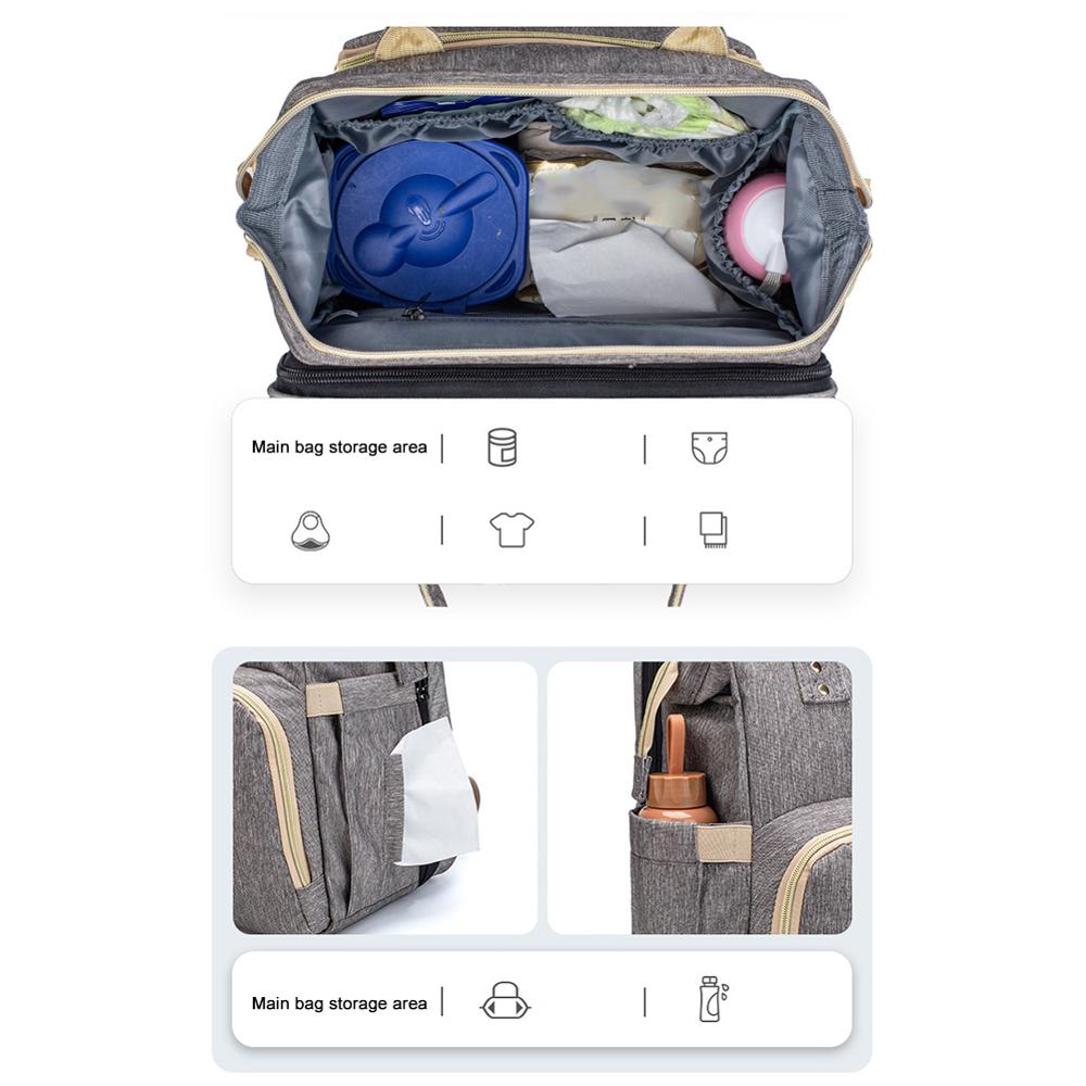 Lightweight Diaper Bag Convertible to Travel Cradle
