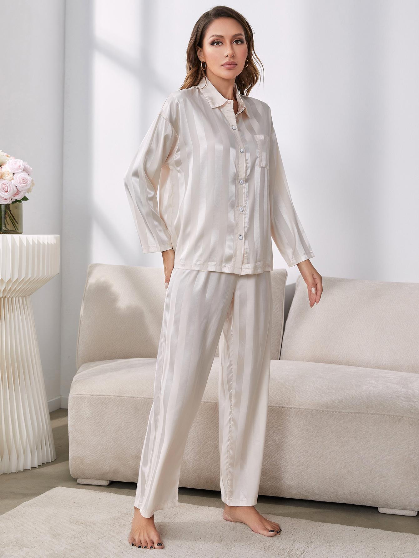 Women’s Button-Up Shirt and Pants Pajama Set