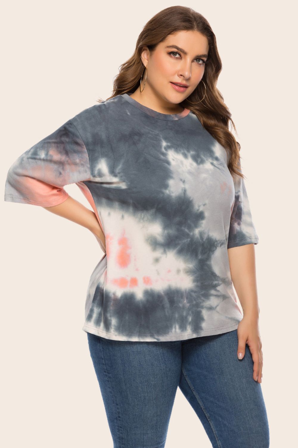 Women’s Plus Size Tie-Dye Half Sleeve Tee Shirt