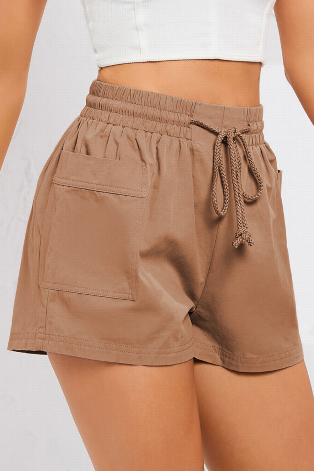 Women’s Drawstring Smocked Waist Pocketed Shorts