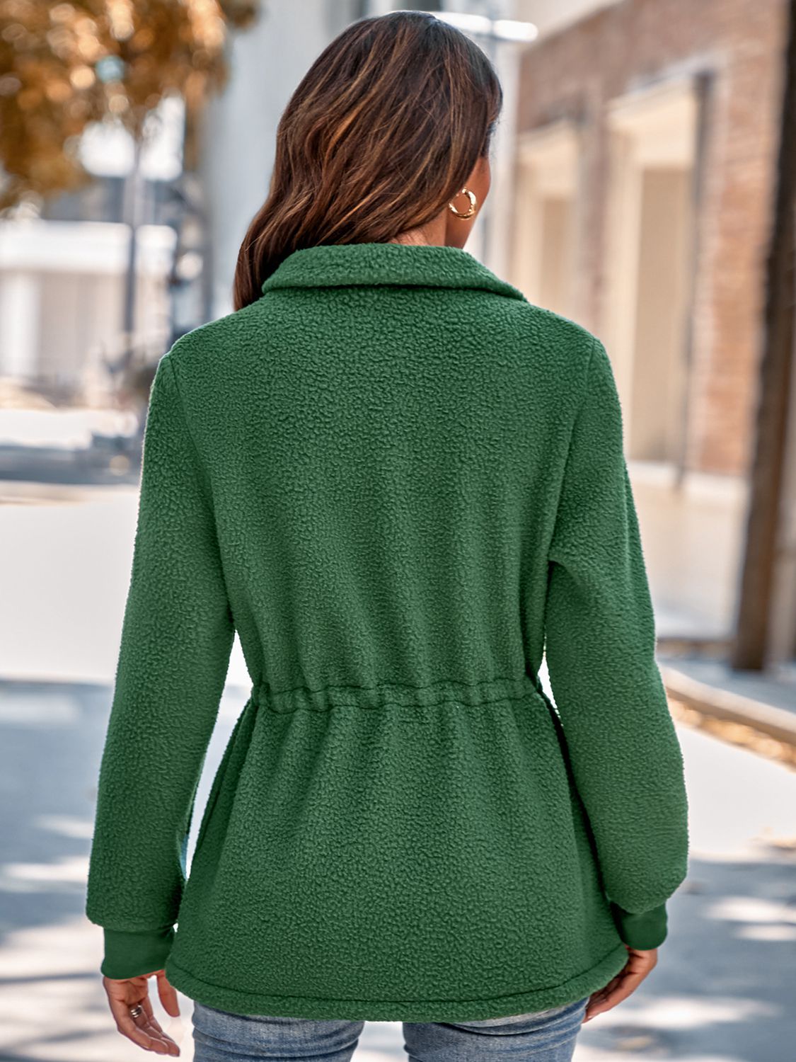 Women’s Drawstring Waist Zip-Up Fleece Jacket