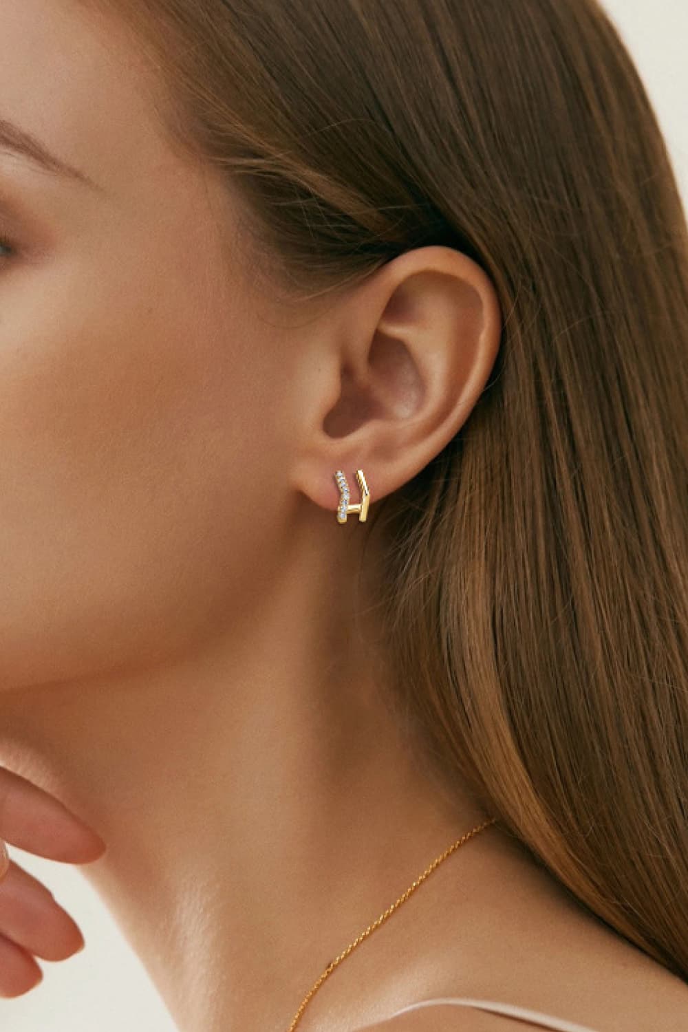 Women’s Moissanite 925 Sterling Silver Double-Layered Earrings