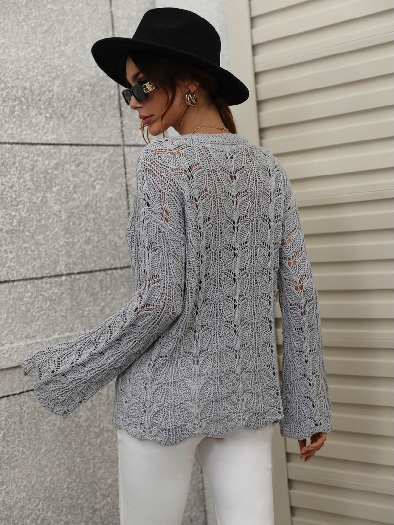 Women’s Openwork Dropped Shoulder Knit Top