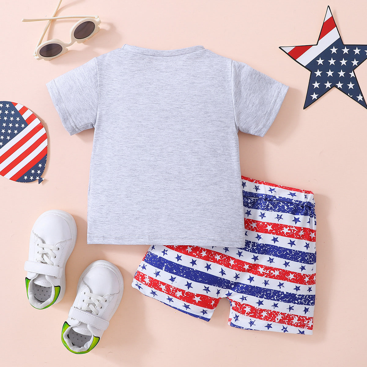 Children’s Girls Boys USA Graphic Tee and Star and Stripe Shorts Set