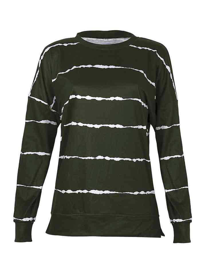 Women’s Striped Round Neck Sweatshirt