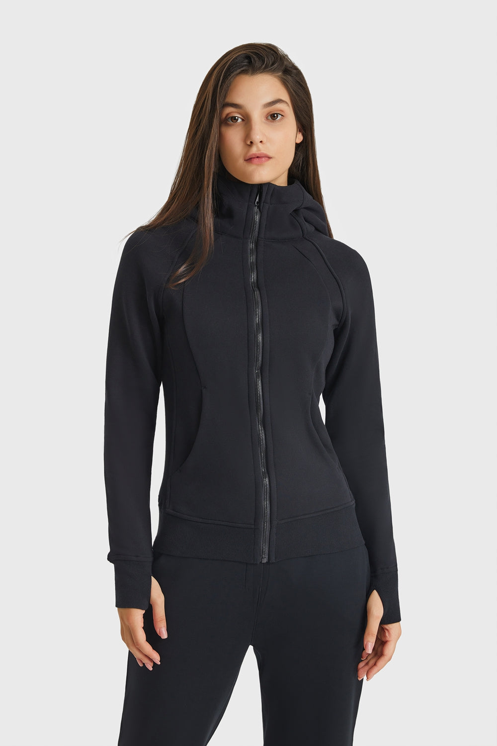 Women’s Zip Up Seam Detail Hooded Sports Jacket