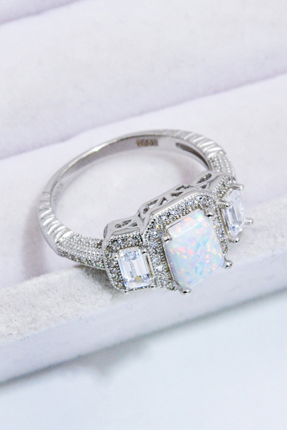 Women’s 925 Sterling Silver Square Opal Ring