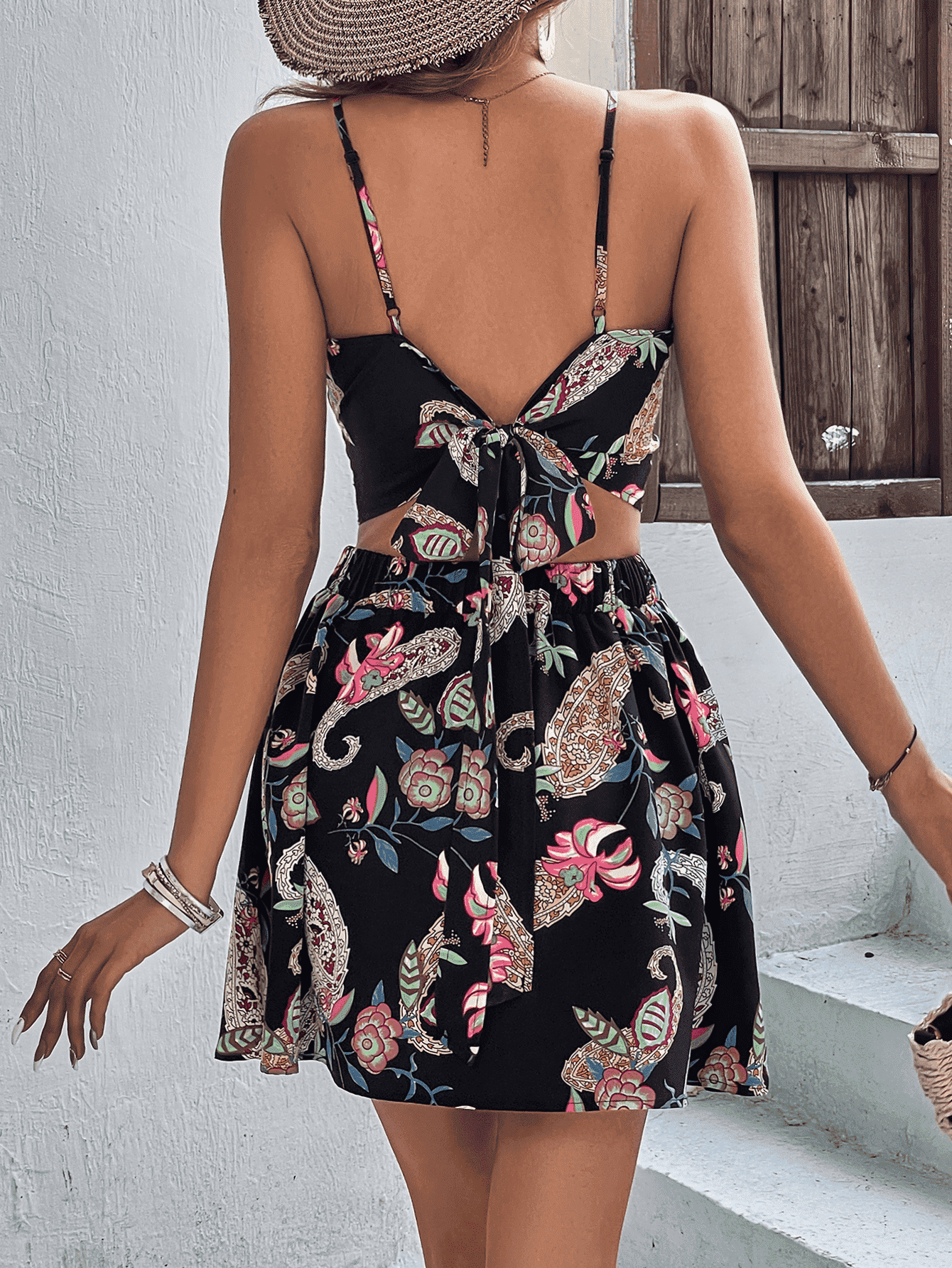 Women’s Floral V-Neck Cami and Skirt Set