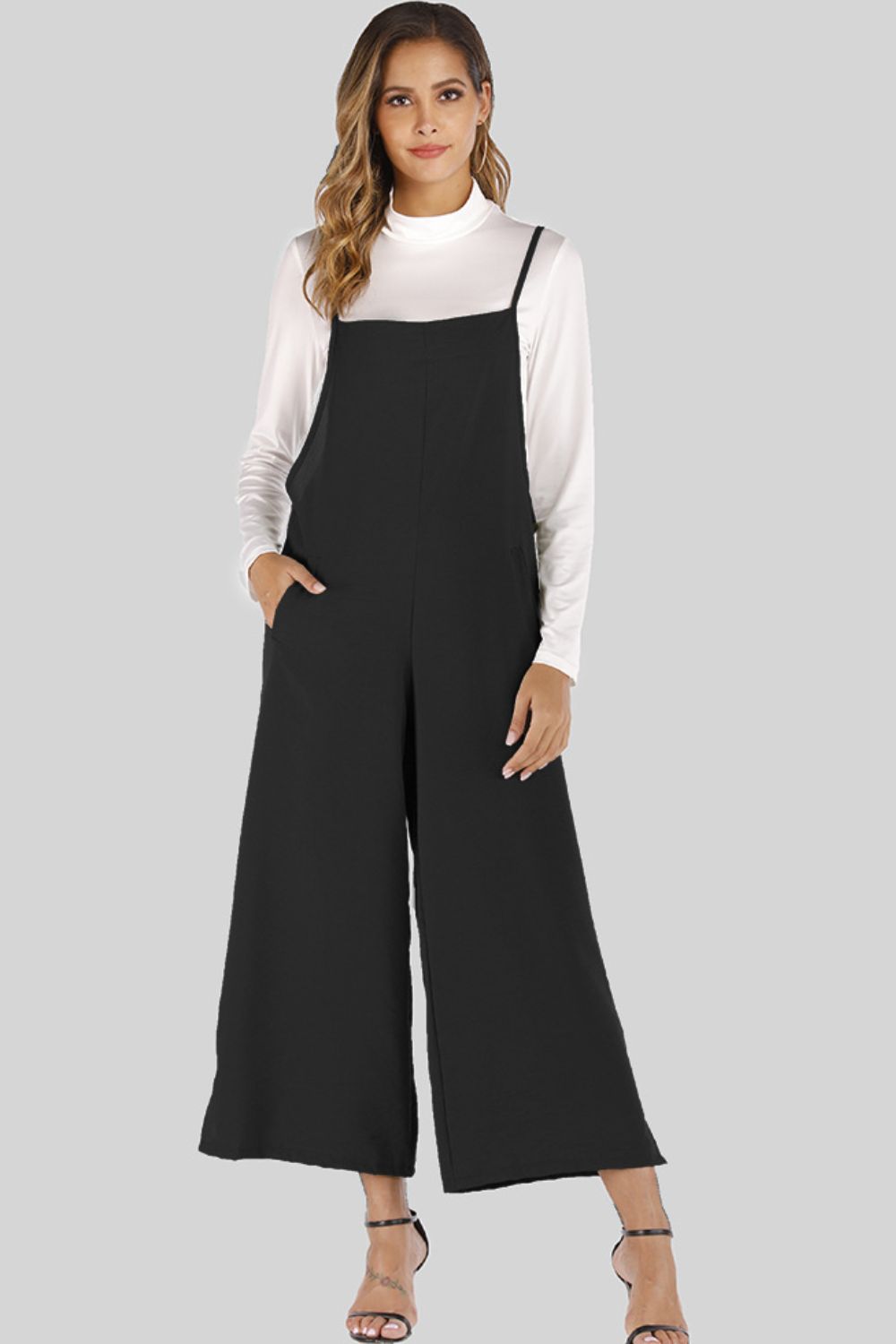 Women’s Full Size Cropped Wide Leg Overalls with Pockets